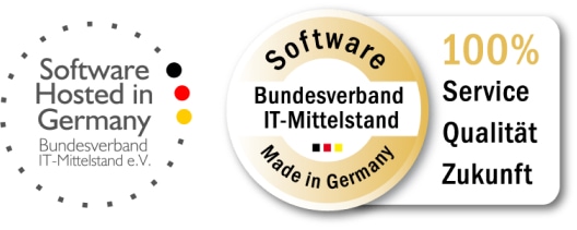 Siegel des Bundesverband IT-Mittelstand e.V. für Software made & hosted in Germany